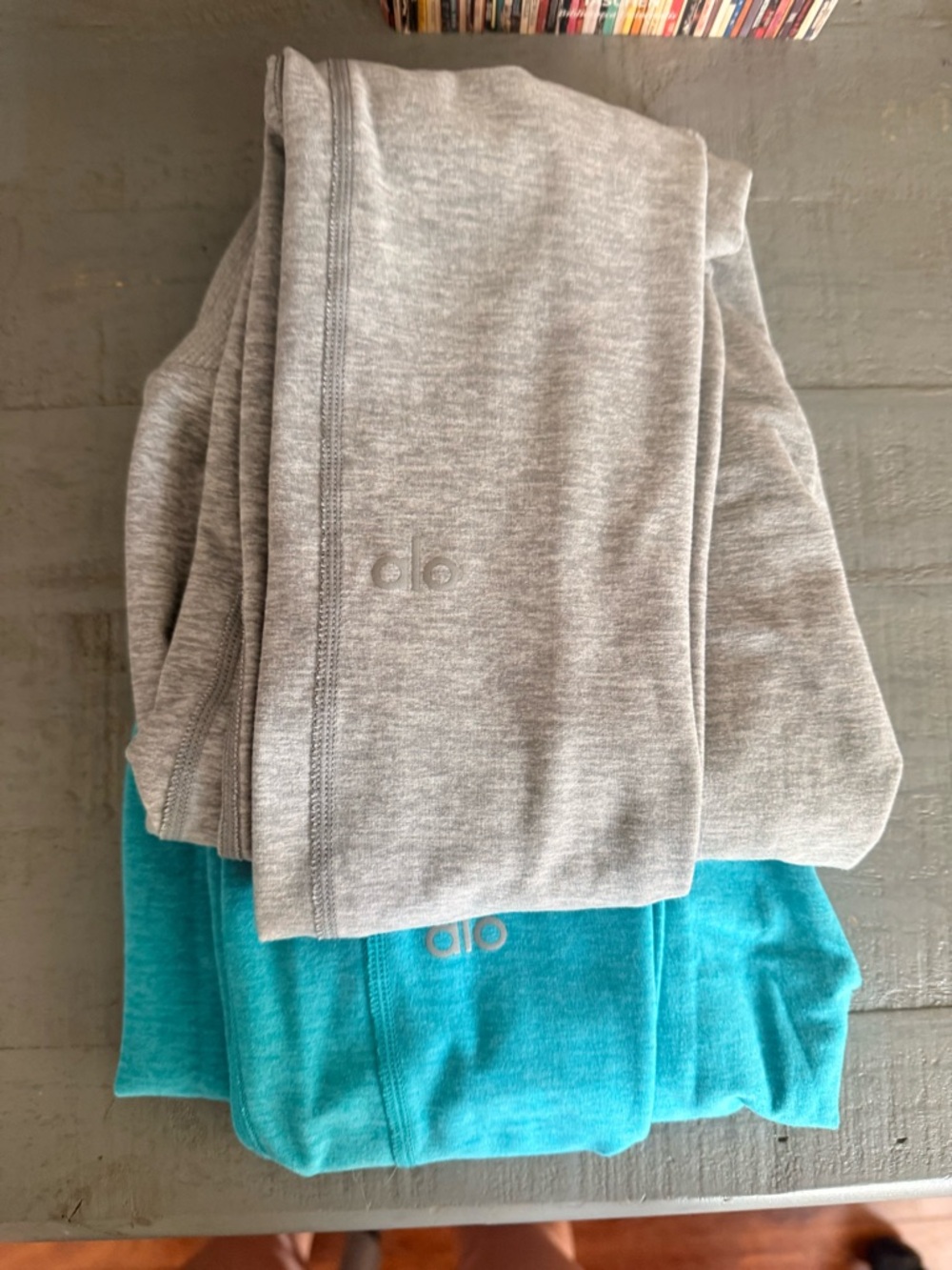 PACK OF 2 - alo HIGH-WAIST ALOSOFT LOUNGE LEGGINGS - Heather Grey + Aqua XXS